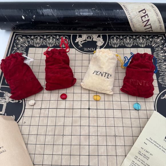 Vtg Pente The Classic Game of Skill, 1979, Third Edition, 4 Color Bags of Beads - Picture 3 of 8
